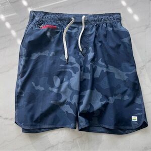 Vuori Blue Camouflage Shorts with Red Accent